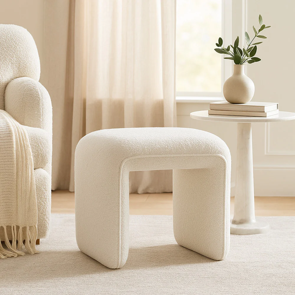Full - Pouf - Tissu Bouclette - Blanc - Image 4