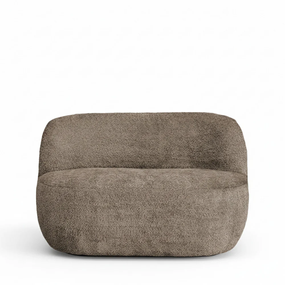 Mo - Banquette 2 Places - Tissu Bouclette - Taupe - Image 2