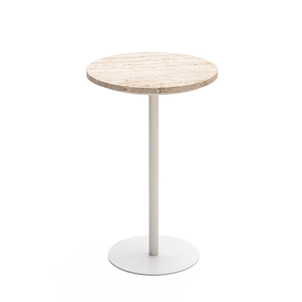 Rito - Table D'appoint Et Travertin - Métal - Beige - Image 2