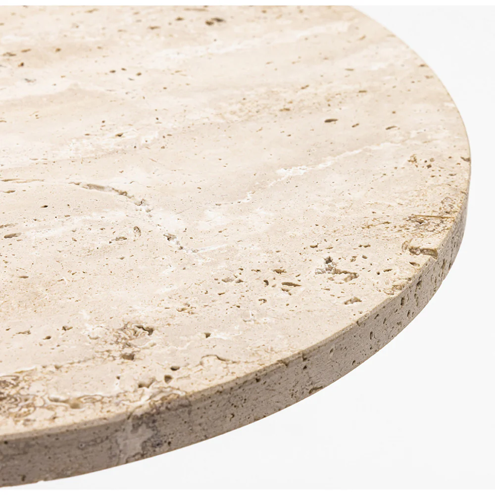 Rito - Table D'appoint Et Travertin - Métal - Beige - Image 3