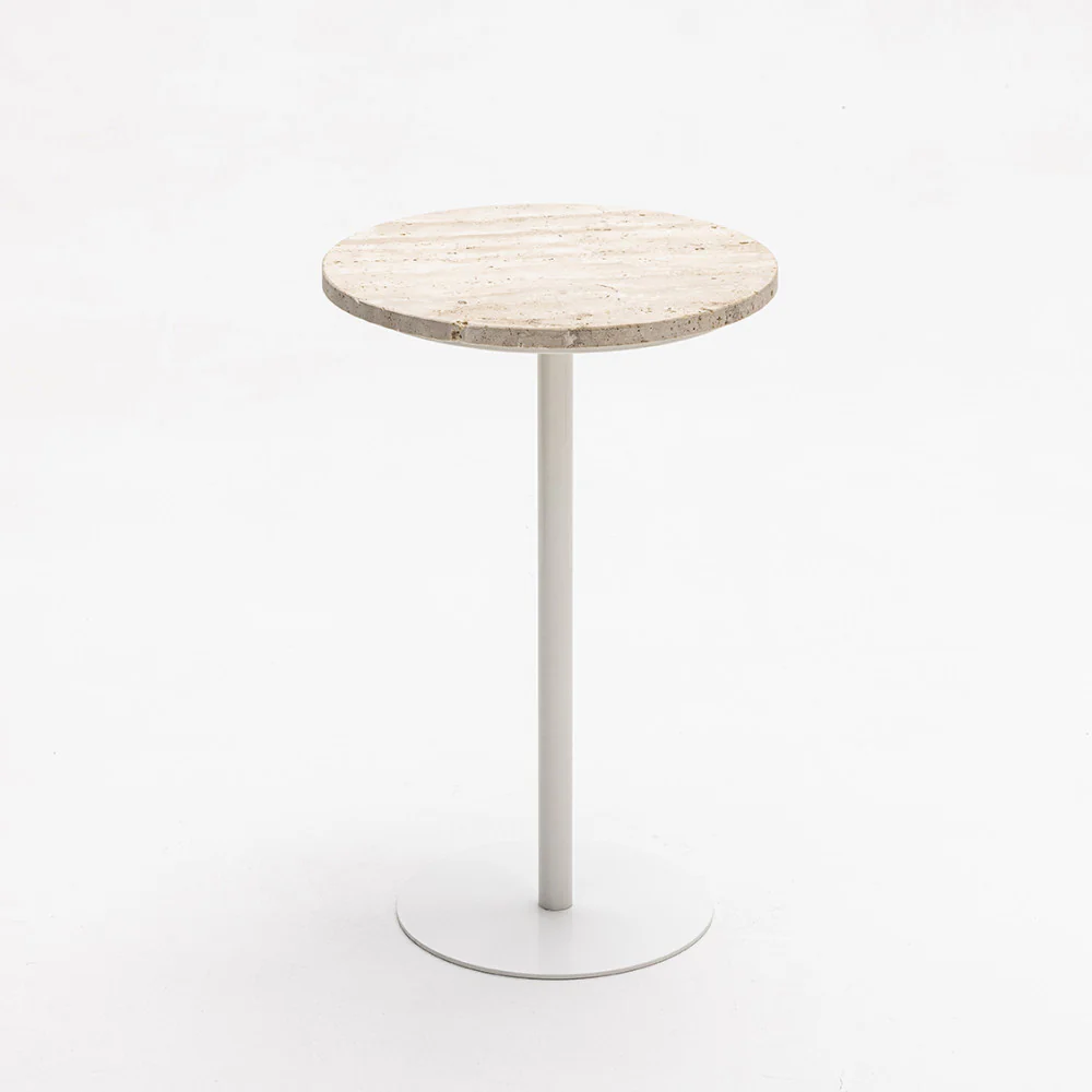 Rito - Table D'appoint Et Travertin - Métal - Beige - Image 5