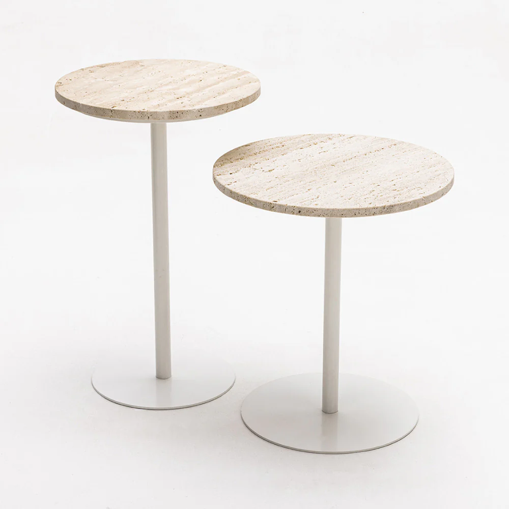 Rito - Table D'appoint Et Travertin - Métal - Beige - Image 6