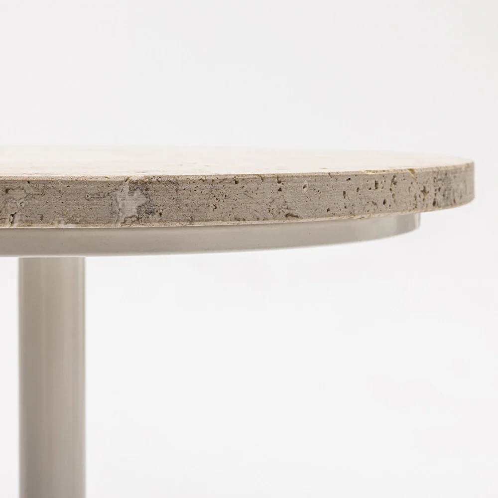 Rito - Table D'appoint Et Travertin - Métal - Beige - Image 9