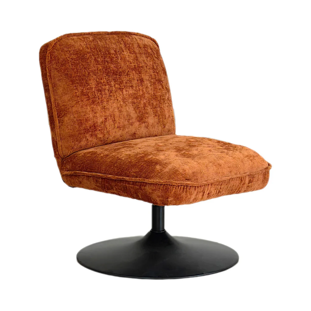 Parbo - Fauteuil Pivotant Pied Tulipe - Velours Côtelé - Marron - Image 2