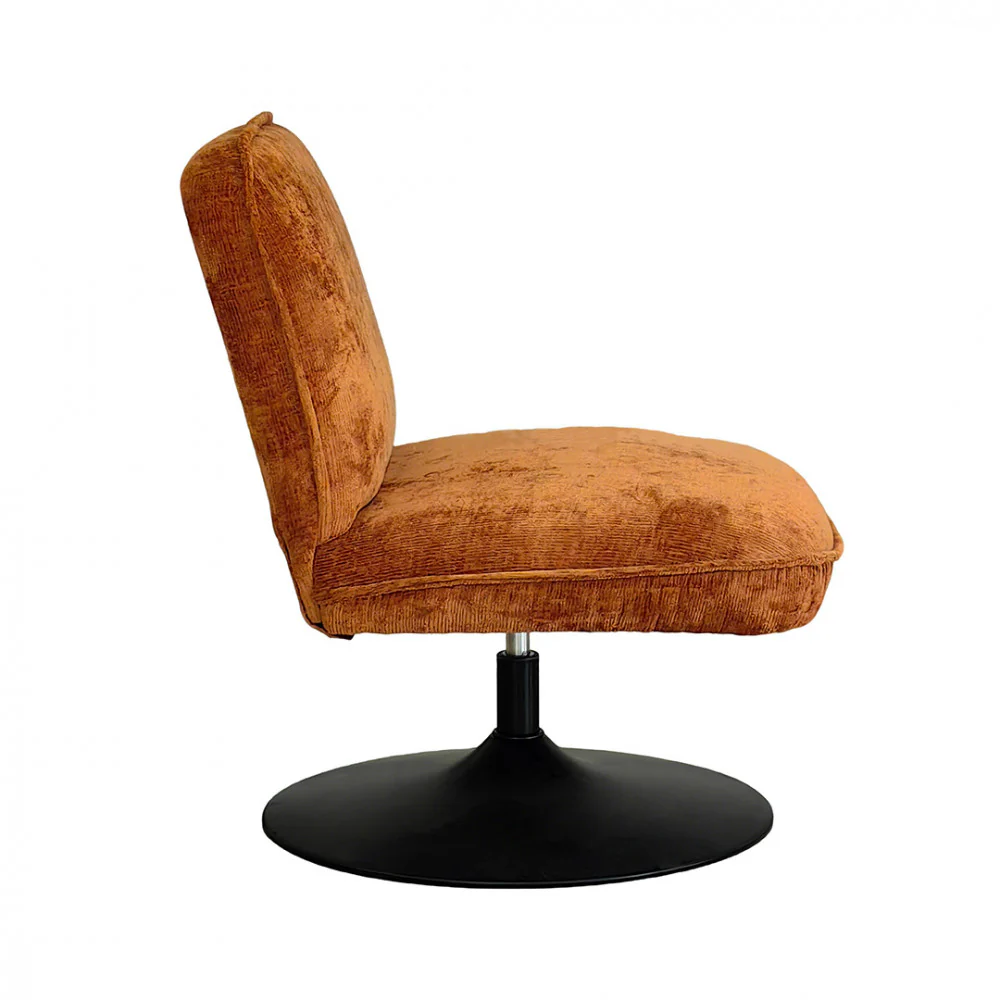 Parbo - Fauteuil Pivotant Pied Tulipe - Velours Côtelé - Marron - Image 4