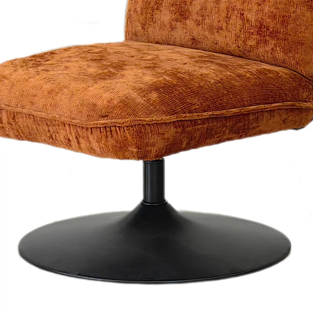 Parbo - Fauteuil Pivotant Pied Tulipe - Velours Côtelé - Marron - Image 6