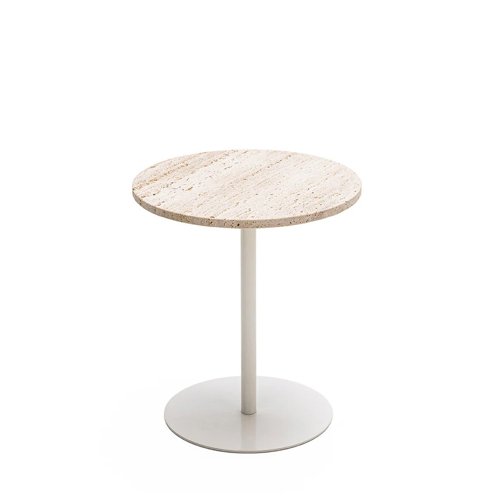 Rito - Table D'appoint Et Travertin - Métal - Beige - Image 2