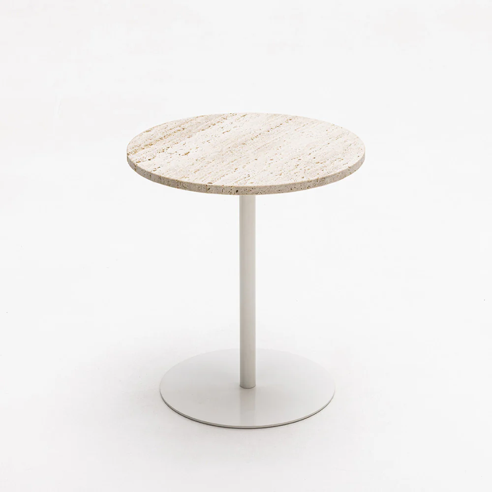 Rito - Table D'appoint Et Travertin - Métal - Beige - Image 3