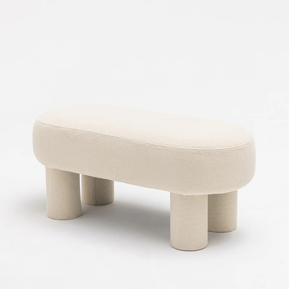Ploom - Banc Arrondi - Tissu Bouclette - Crème - Image 3