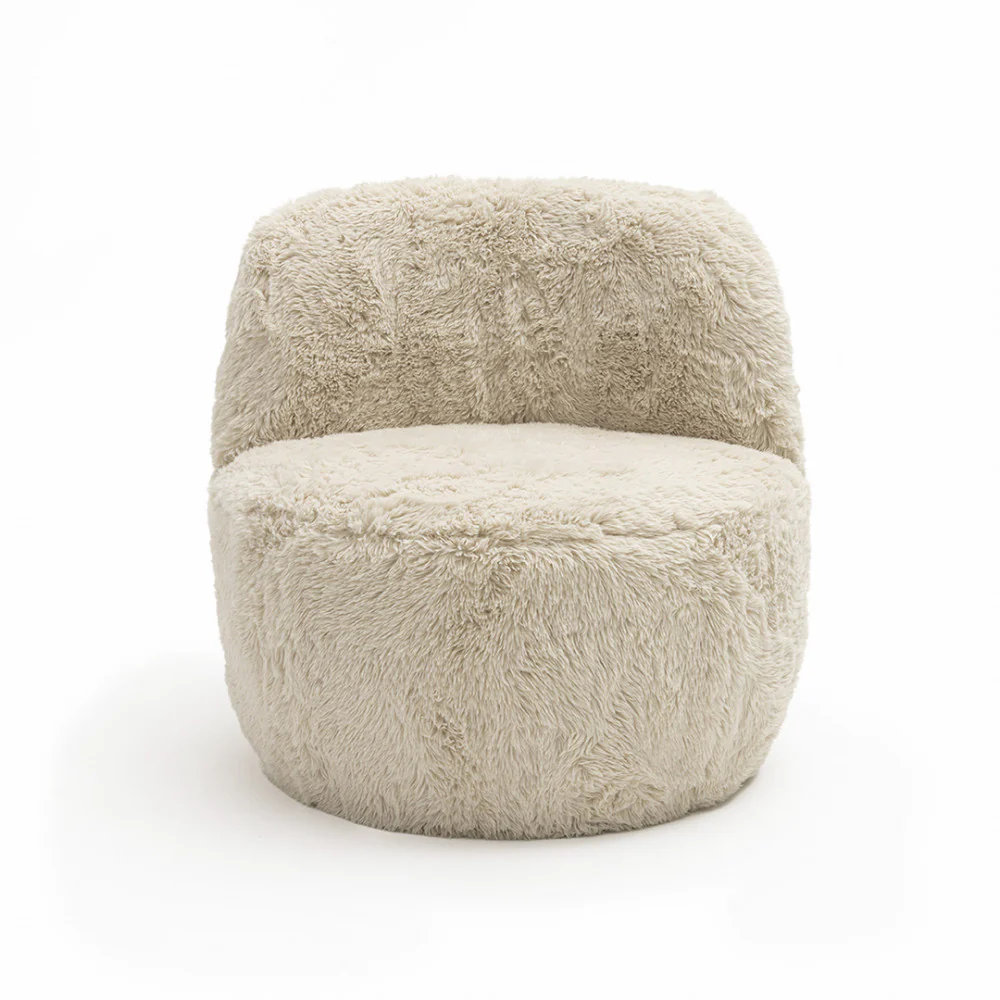 Mo - Fauteuil Rond - Imitation Fourrure - Beige - Image 2