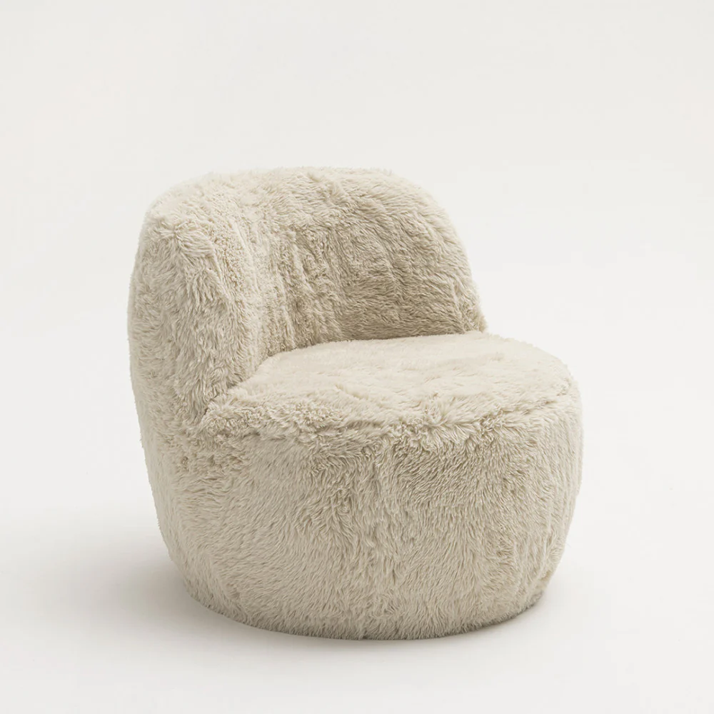 Mo - Fauteuil Rond - Imitation Fourrure - Beige - Image 3