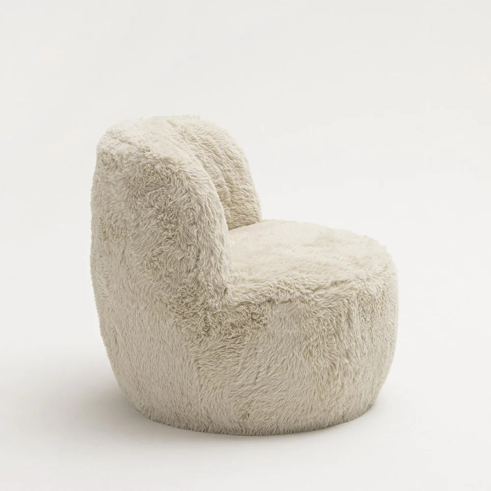 Mo - Fauteuil Rond - Imitation Fourrure - Beige - Image 5