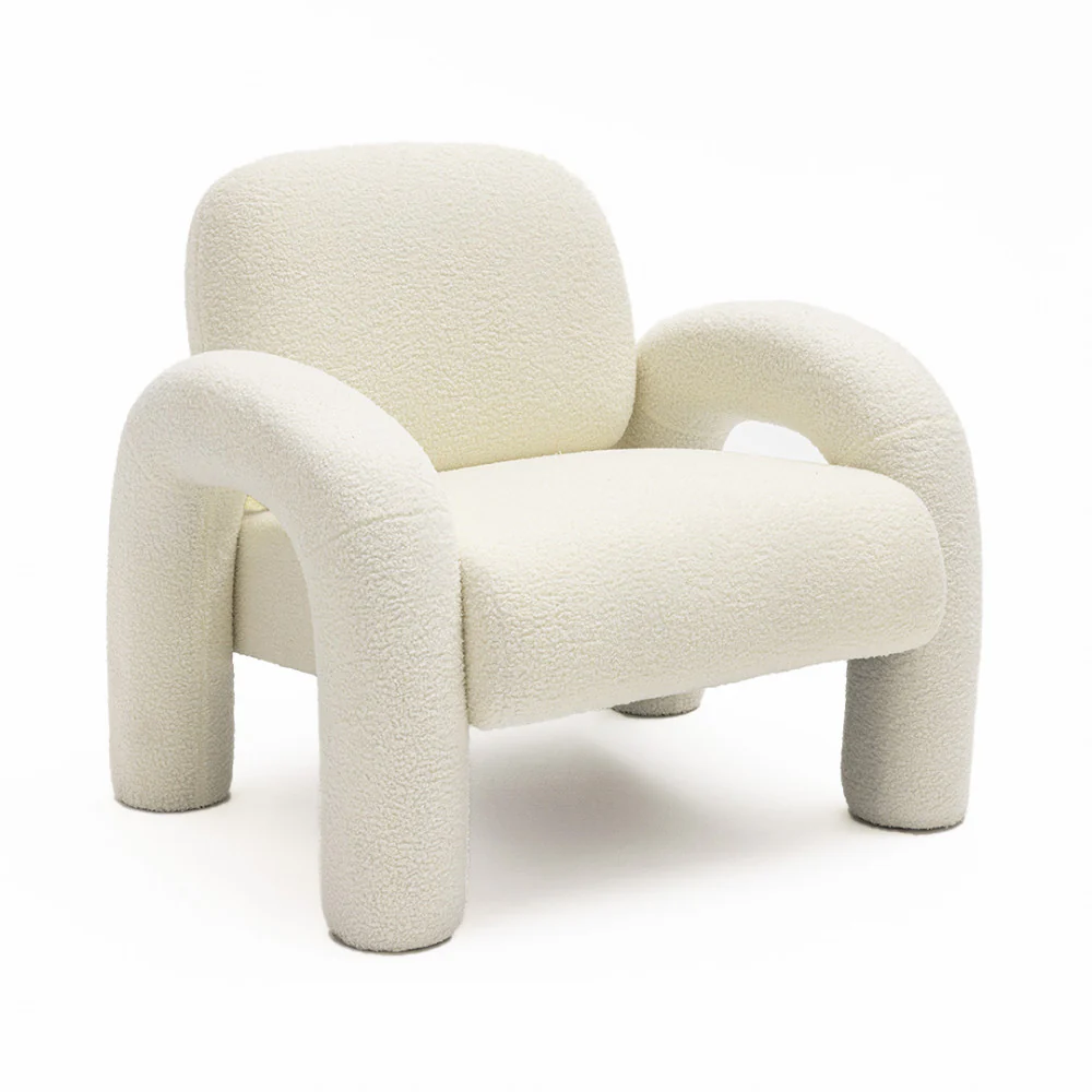 Mio - Fauteuil - Tissu Bouclette - Blanc - Image 2