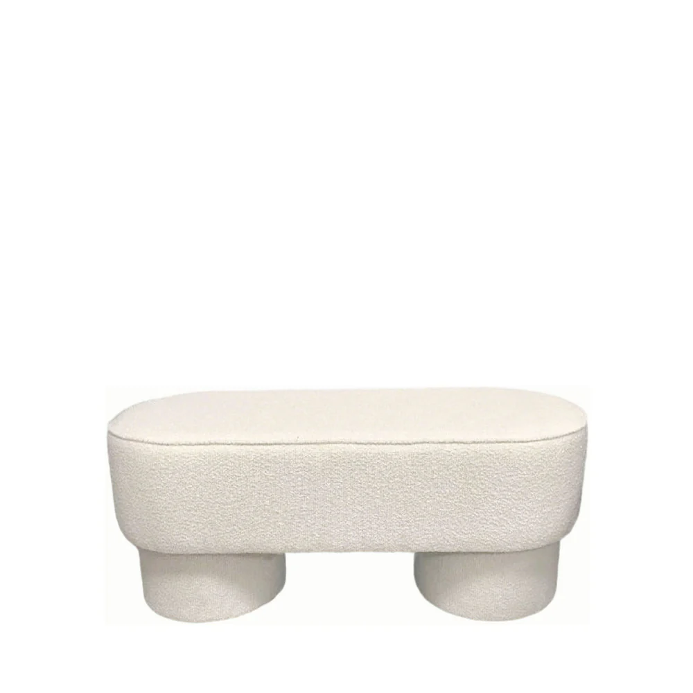 Arlo - Banc Arrondie - Tissu Bouclette - Blanc - Image 2