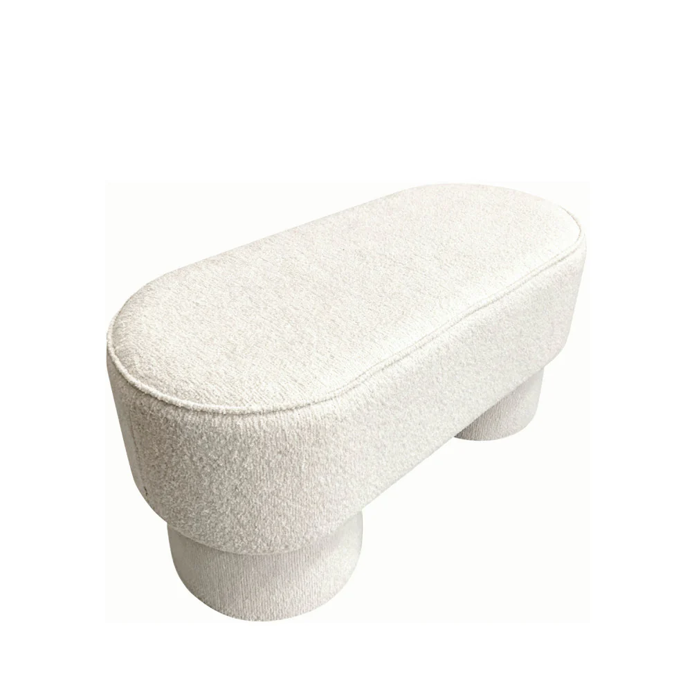 Arlo - Banc Arrondie - Tissu Bouclette - Blanc - Image 3