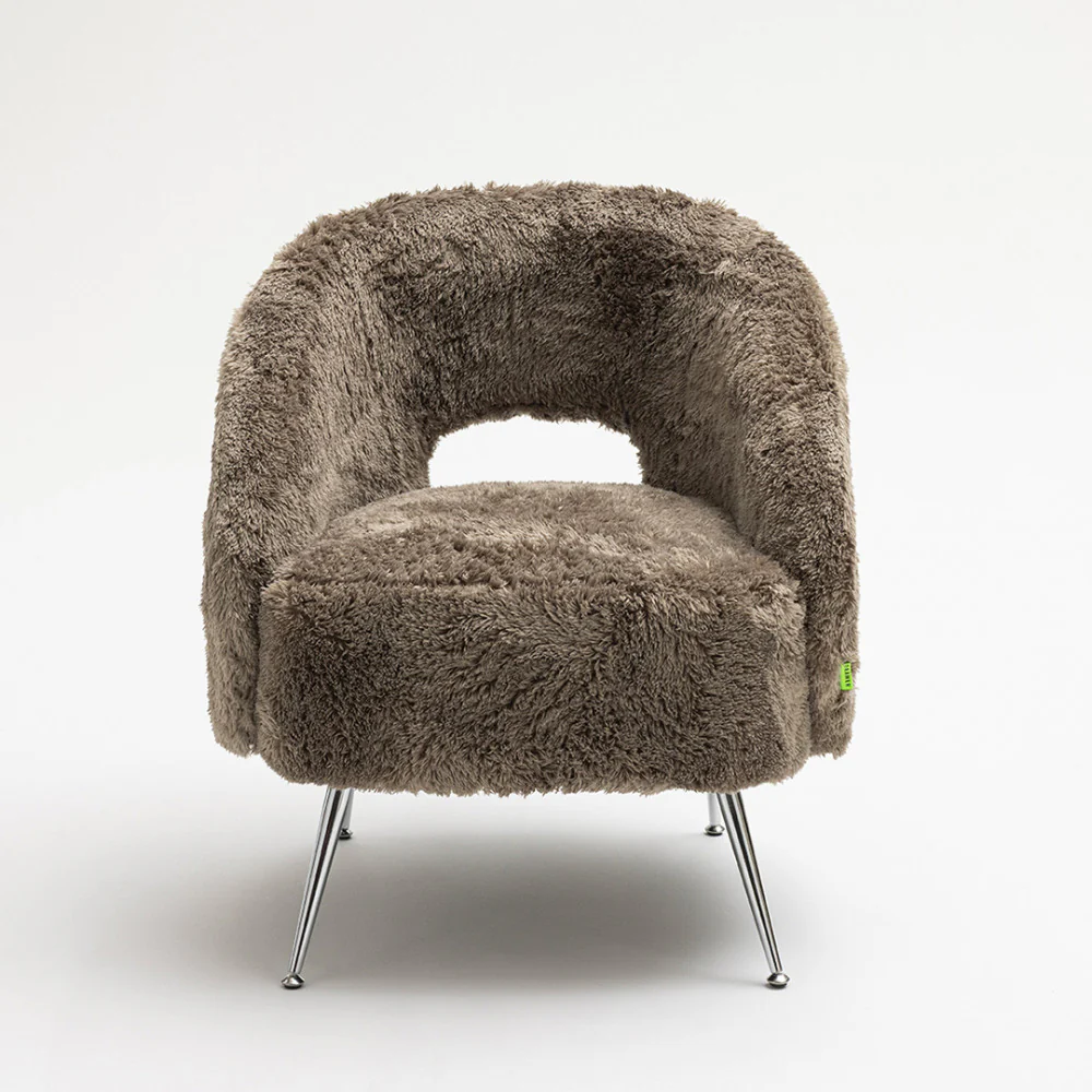Verno - Fauteuil Imitation Fourrure - Taupe - Image 3