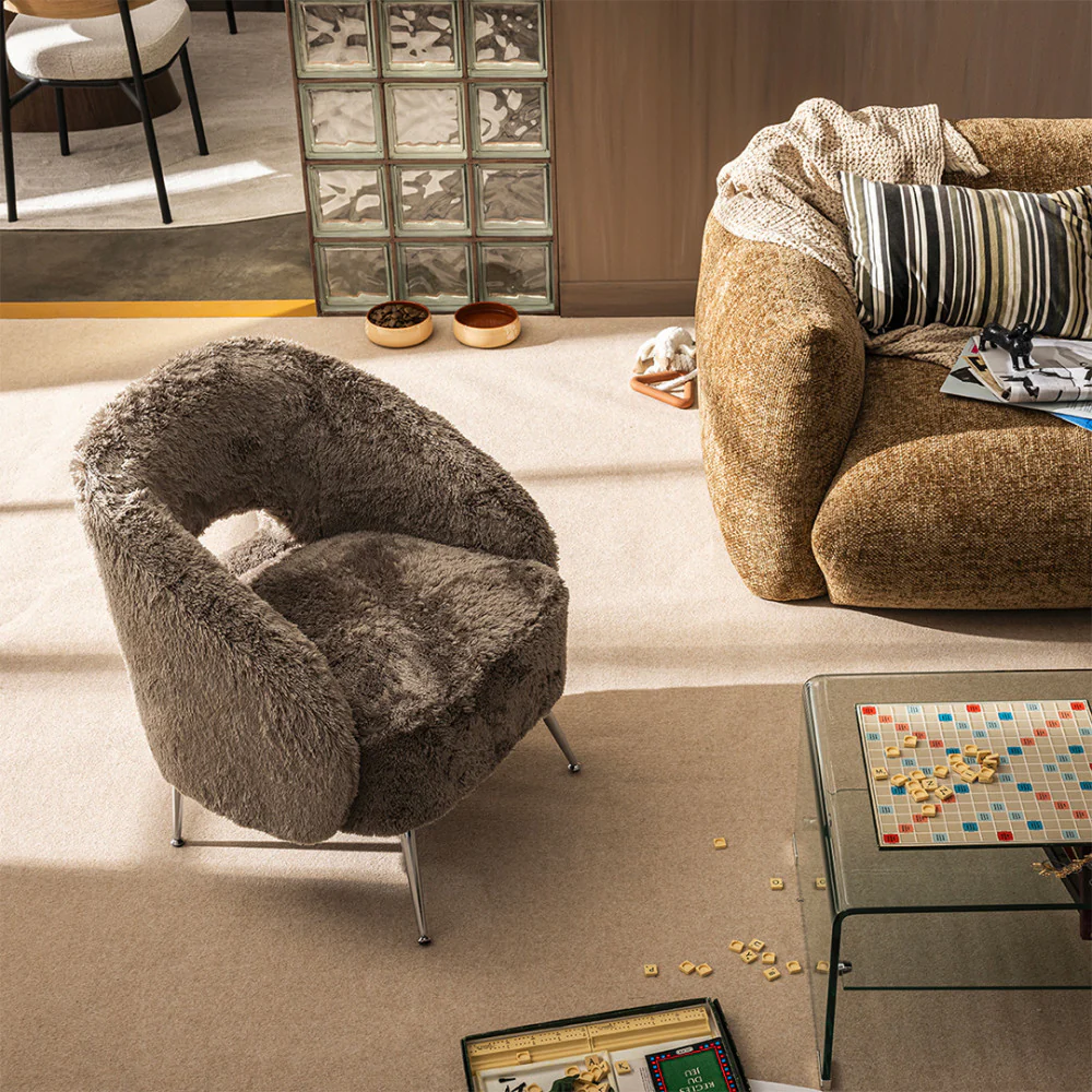 Verno - Fauteuil Imitation Fourrure - Taupe - Image 4