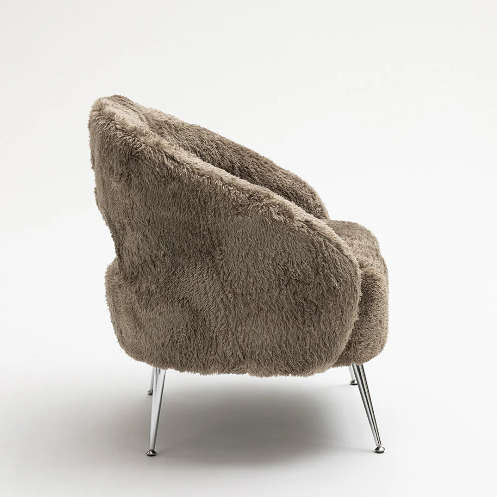 Verno - Fauteuil Imitation Fourrure - Taupe - Image 5