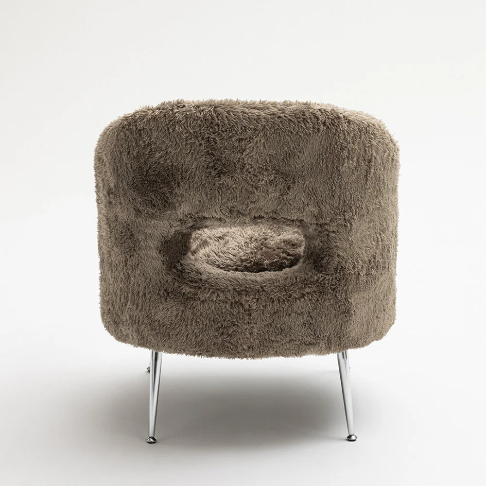 Verno - Fauteuil Imitation Fourrure - Taupe - Image 6