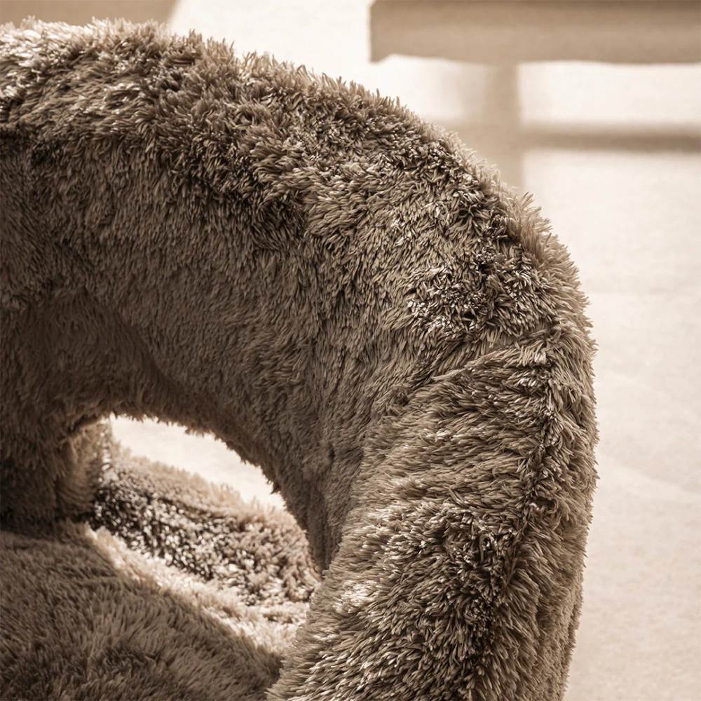 Verno - Fauteuil Imitation Fourrure - Taupe - Image 7