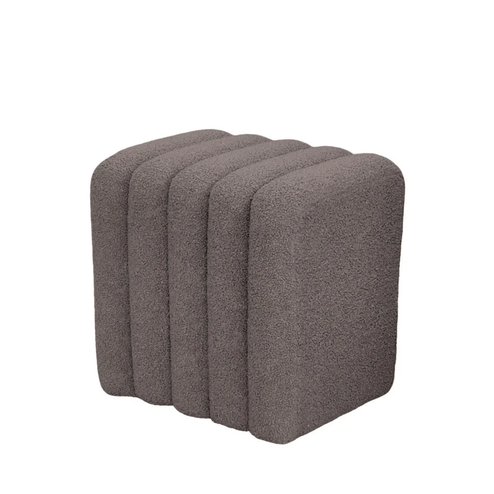 Leto - Pouf Rembourré - Tissu Bouclette - Taupe - Image 2