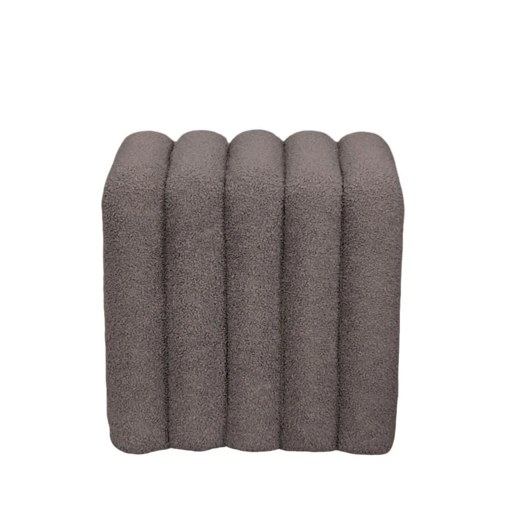 Leto - Pouf Rembourré - Tissu Bouclette - Taupe - Image 3