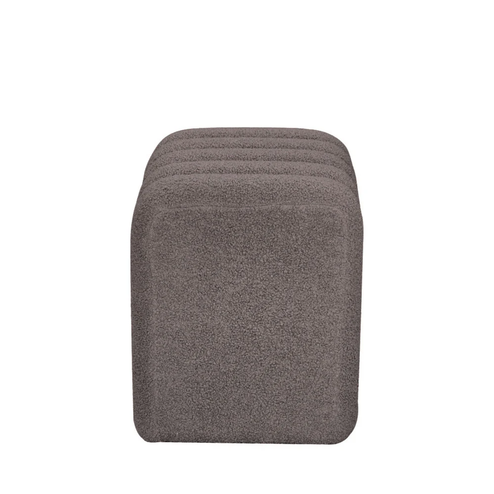 Leto - Pouf Rembourré - Tissu Bouclette - Taupe - Image 5