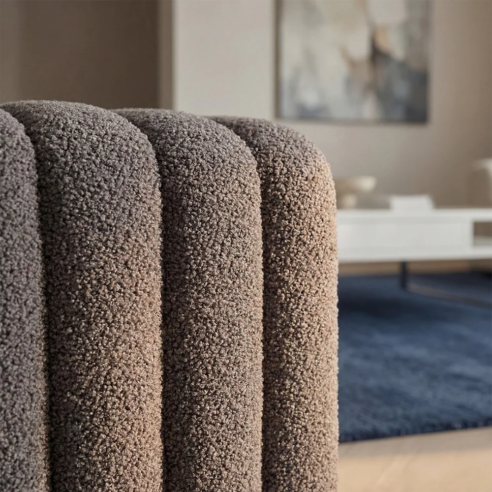 Leto - Pouf Rembourré - Tissu Bouclette - Taupe - Image 6