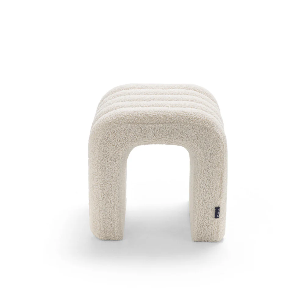 Mui - Lot De 2 Tabourets Rembourrés - Tissu Bouclette - Blanc - Image 4