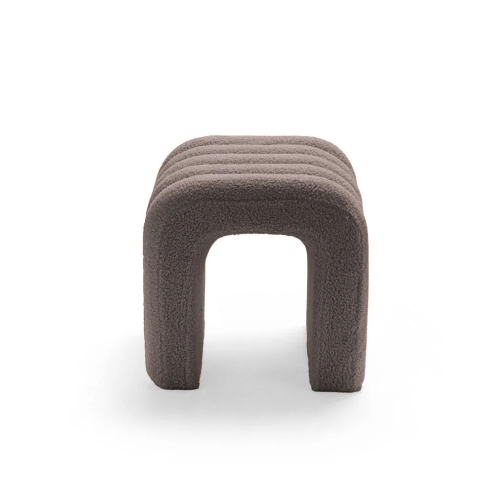 Mui - Lot De 2 Tabourets Rembourrés - Tissu Bouclette - Taupe - Image 4