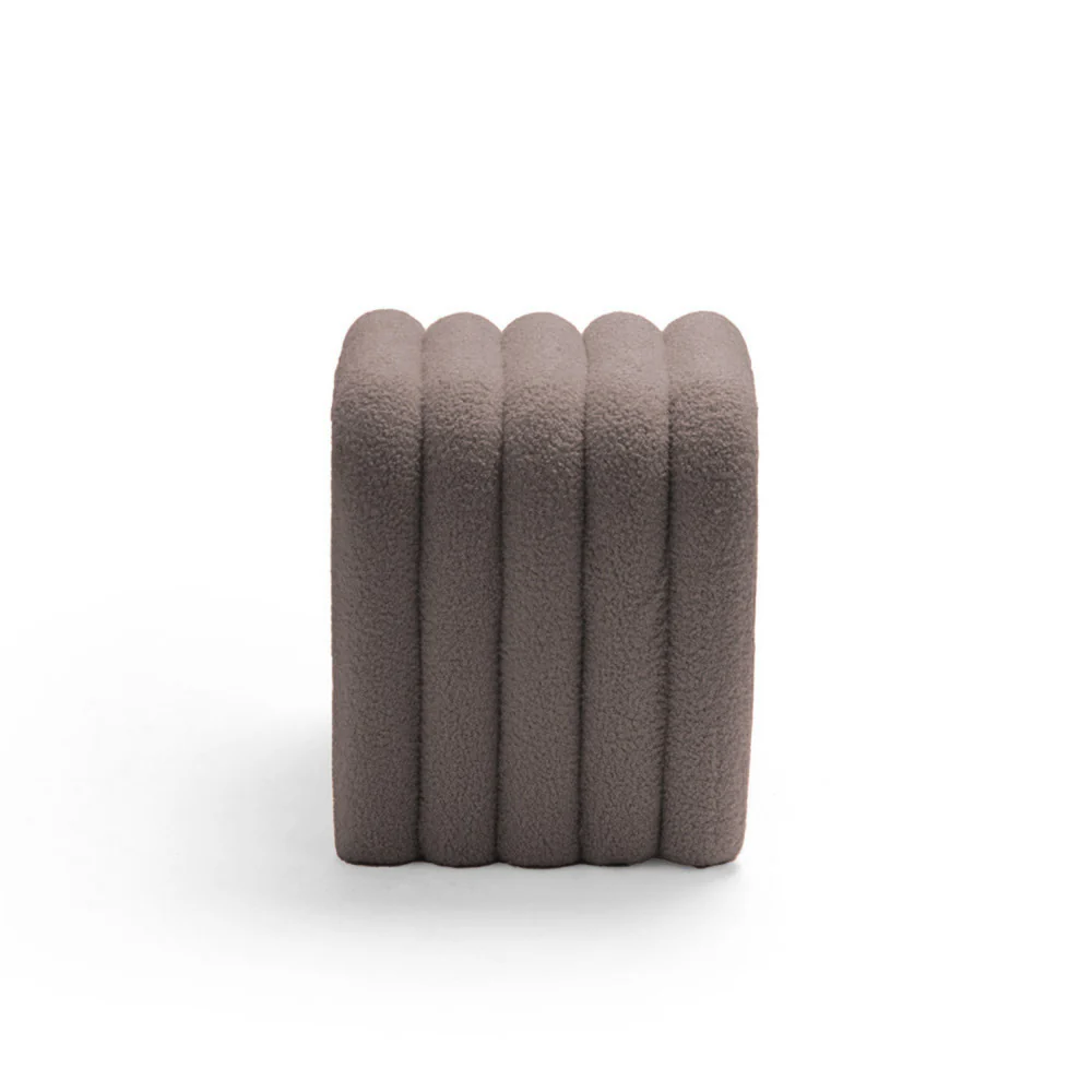 Mui - Lot De 2 Tabourets Rembourrés - Tissu Bouclette - Taupe - Image 5