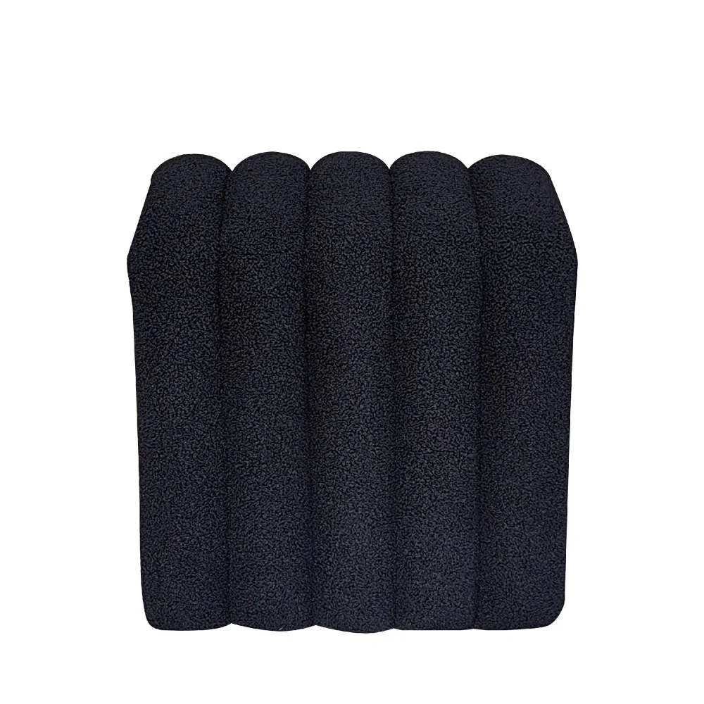 Leto - Pouf Rembourré - Tissu Bouclette - Noir - Image 4