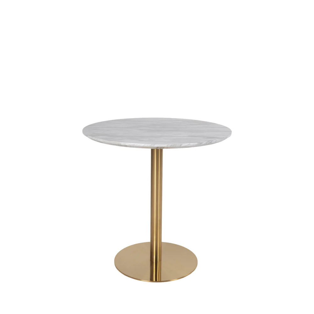 Bolzano - Table À Manger 2 Personnes Ronde - Effet Marbre - Blanc - Image 2