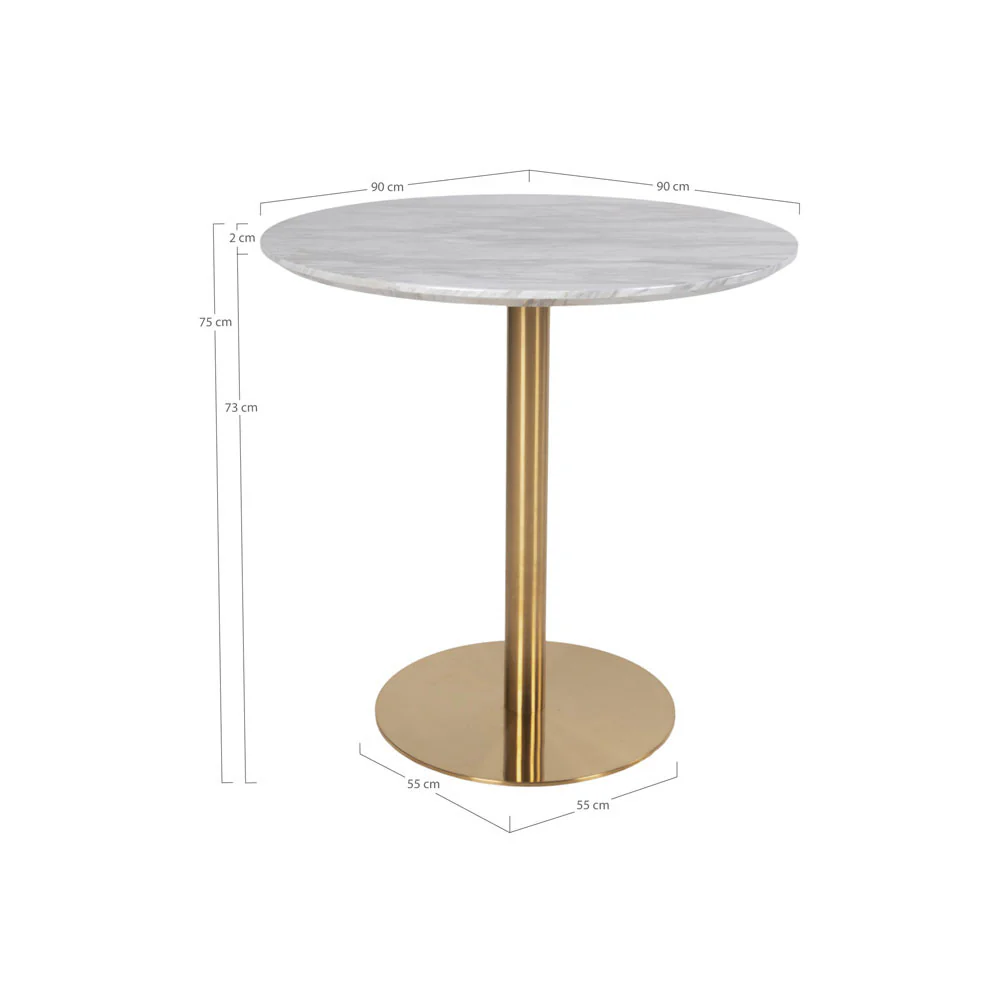 Bolzano - Table À Manger 2 Personnes Ronde - Effet Marbre - Blanc - Image 9