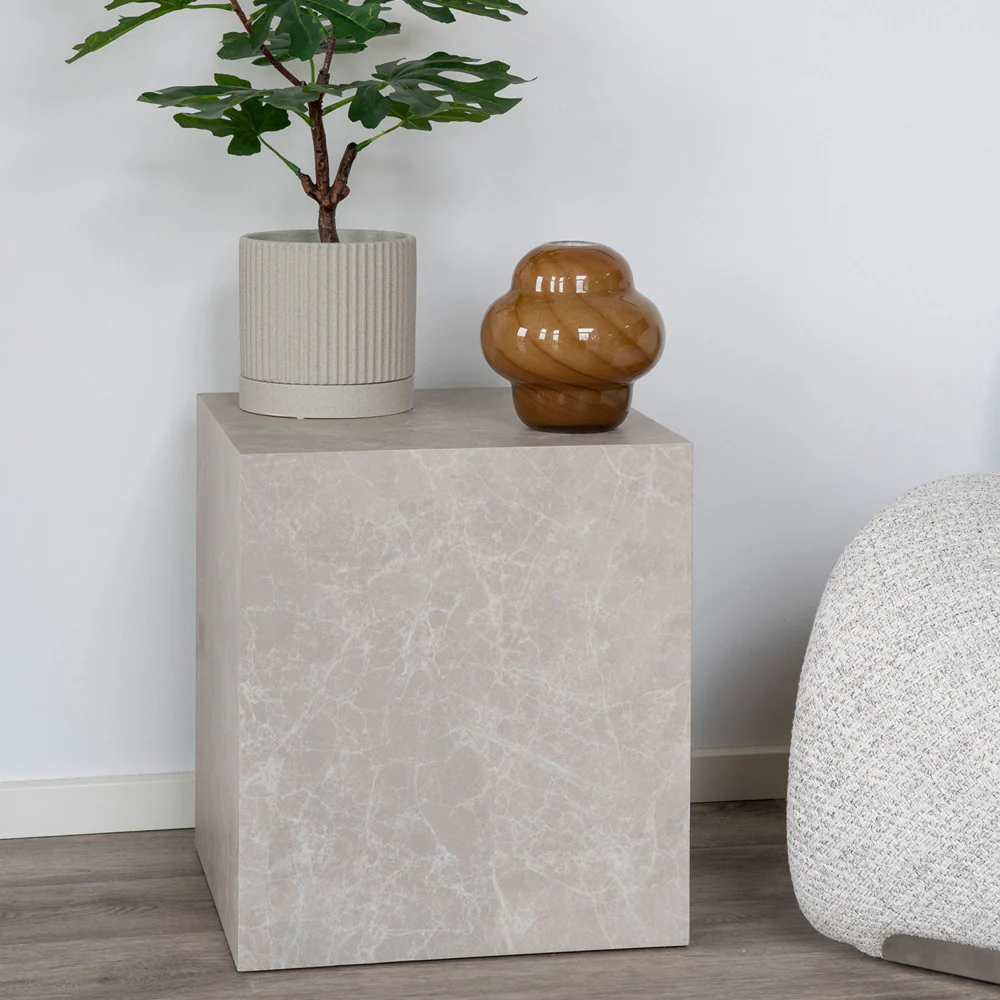 Prague - Table D'appoint - Effet Marbre - Beige - Image 5