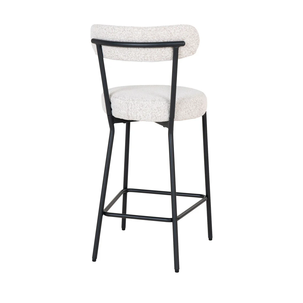 Badalona - Tabouret De Bar - Tissu Bouclette & Métal - Écru - Image 4