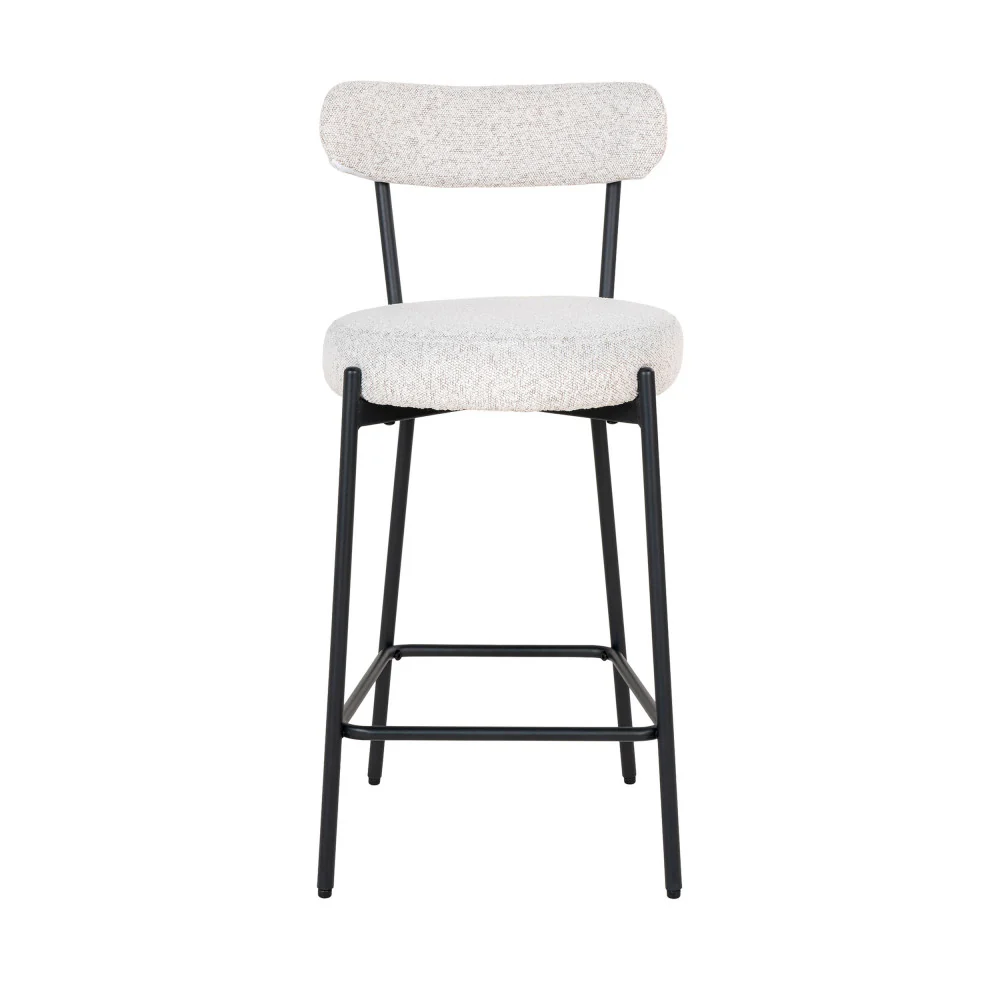 Badalona - Tabouret De Bar - Tissu Bouclette & Métal - Écru - Image 6