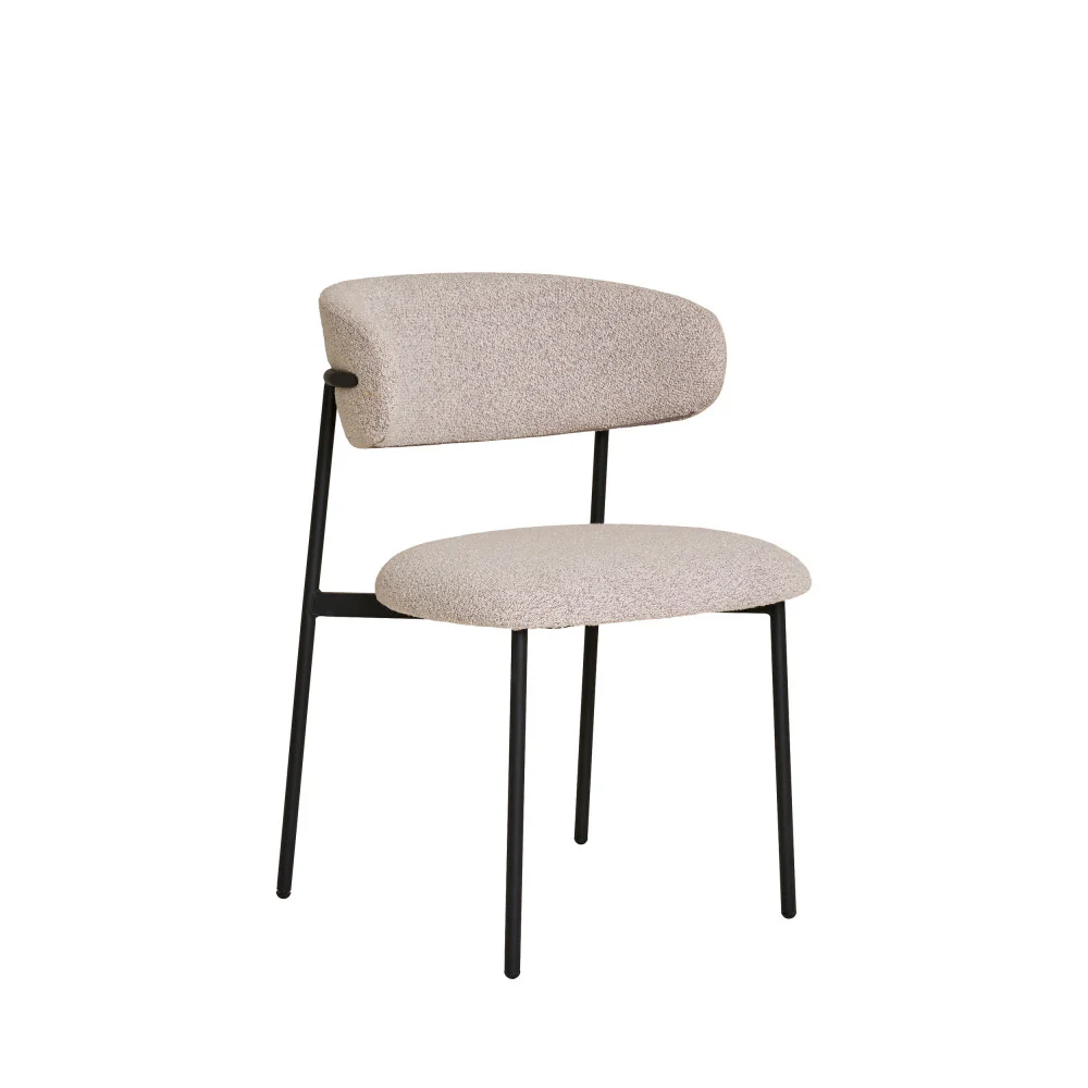 Mira - Lot De 2 Chaises - Tissu Bouclette & Métal - Beige - Image 2