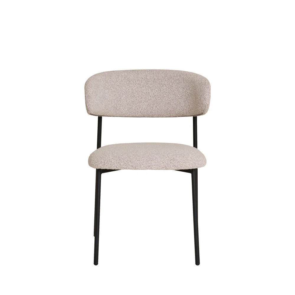 Mira - Lot De 2 Chaises - Tissu Bouclette & Métal - Beige - Image 3