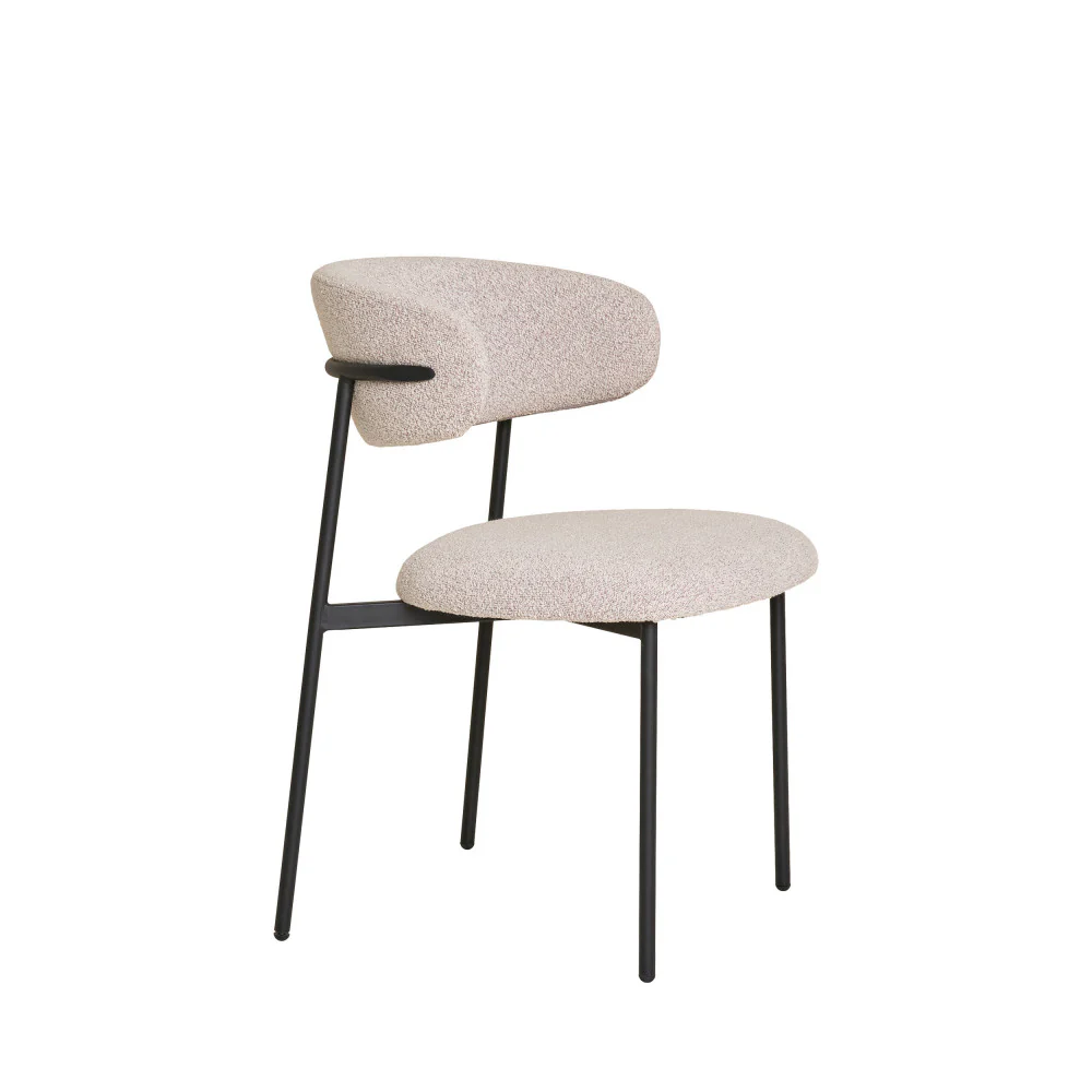 Mira - Lot De 2 Chaises - Tissu Bouclette & Métal - Beige - Image 4
