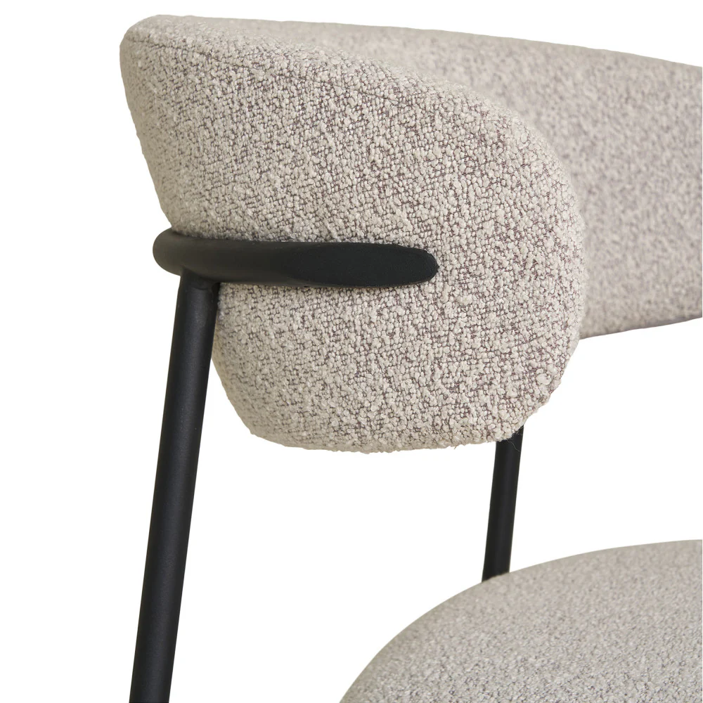 Mira - Lot De 2 Chaises - Tissu Bouclette & Métal - Beige - Image 6