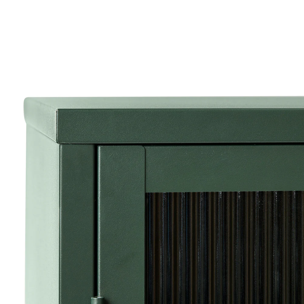 Bjorn - Vaisselier 2 Portes - Verre Strié & Métal - Vert foncé - Image 8