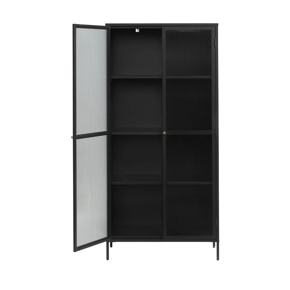 Bjorn - Vaisselier 2 Portes Stié Et Métal - Verre - Noir - Image 3