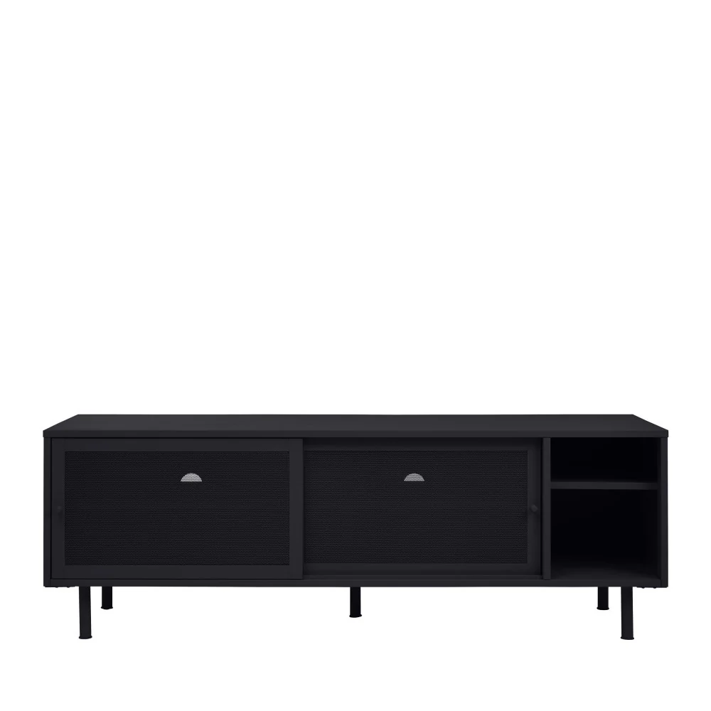 Kiso - Meuble TV 2 Portes, 2 Niches - Métal - Noir - Image 2