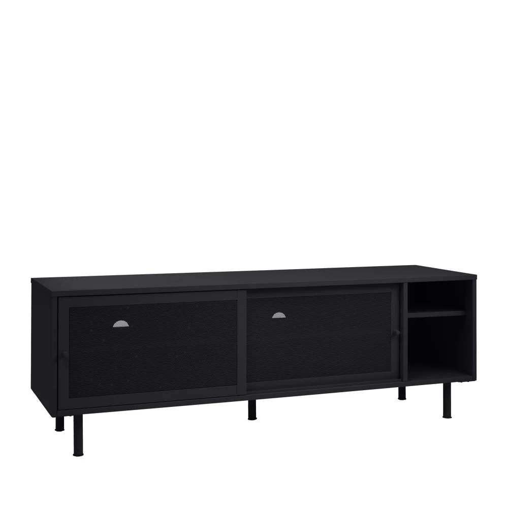 Kiso - Meuble TV 2 Portes, 2 Niches - Métal - Noir - Image 4