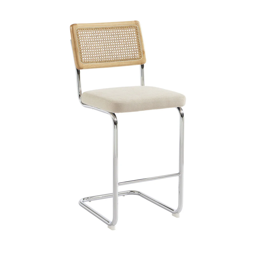 Skana - Lot De 2 Chaises De Bar - Velours Côtelé - Beige - Image 3