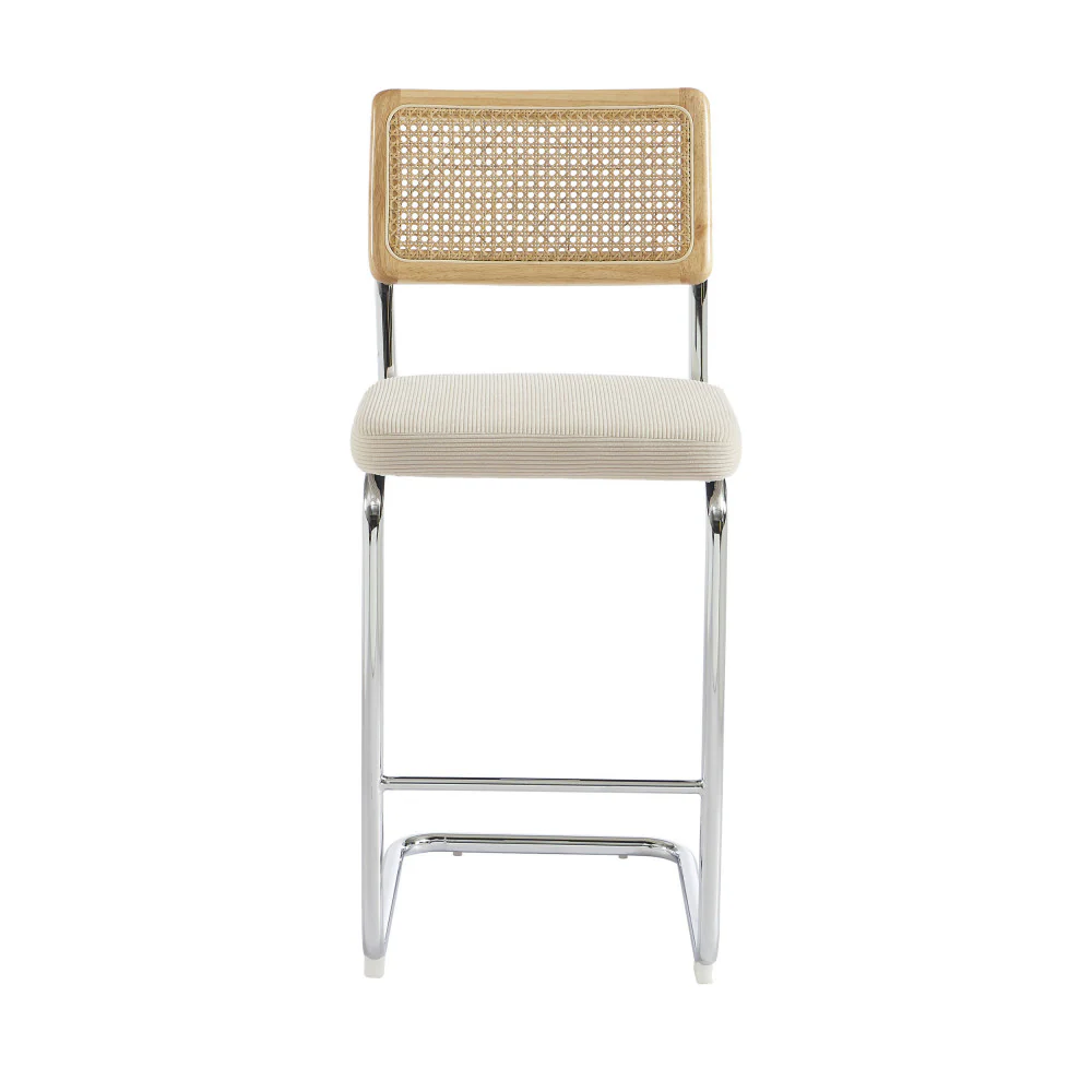 Skana - Lot De 2 Chaises De Bar - Velours Côtelé - Beige - Image 4