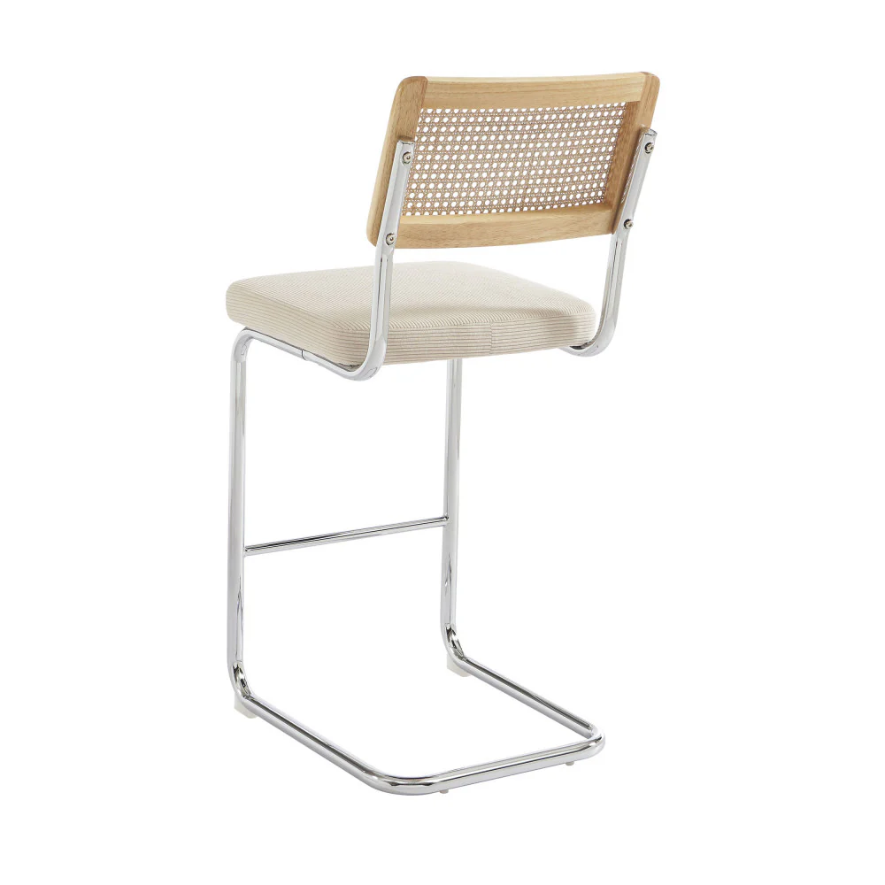 Skana - Lot De 2 Chaises De Bar - Velours Côtelé - Beige - Image 7