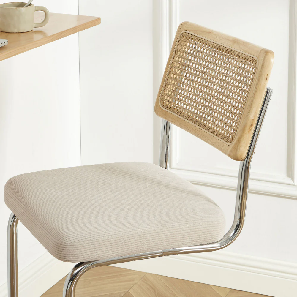 Skana - Lot De 2 Chaises De Bar - Velours Côtelé - Beige - Image 9