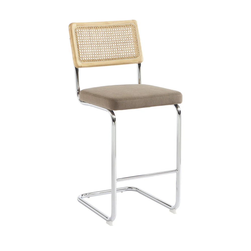 Skana - Lot De 2 Chaises De Bar - Velours Côtelé - Taupe - Image 3